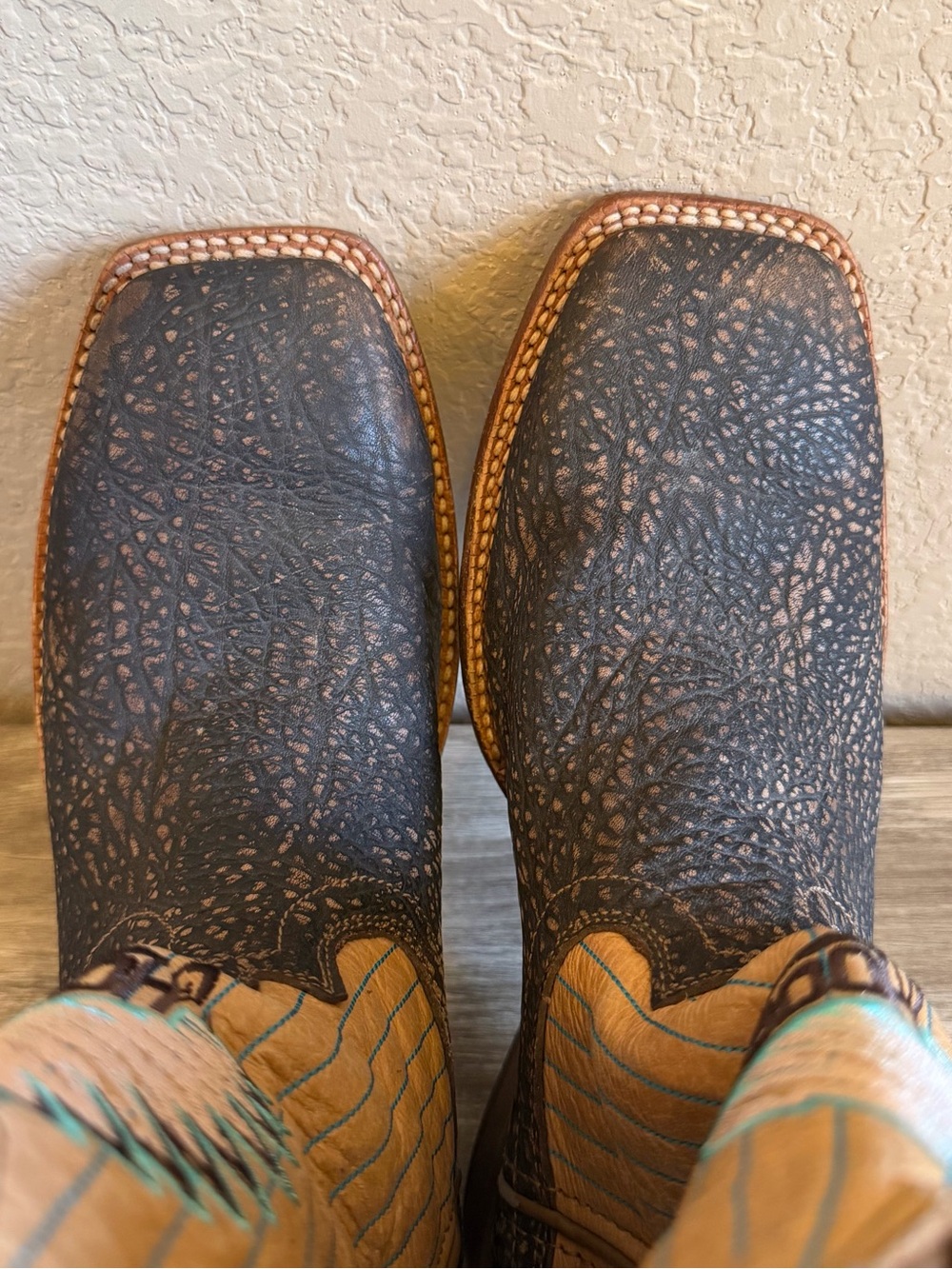 Twisted X Hooey Leather Wide Square Toe Western Cowboy Boots Mens 9 D - Picture 5 of 16